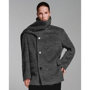 Urban Revivo Wool Blend Coat Charcoal Gray Size M